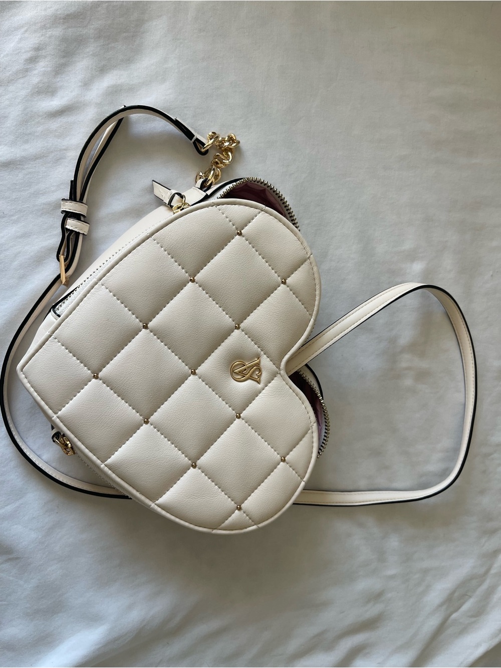 Victoria Secret Quilted Heart Crossbody Bag in Cream
